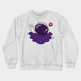 Cute Astronaut Drowning in Space Cartoon Crewneck Sweatshirt